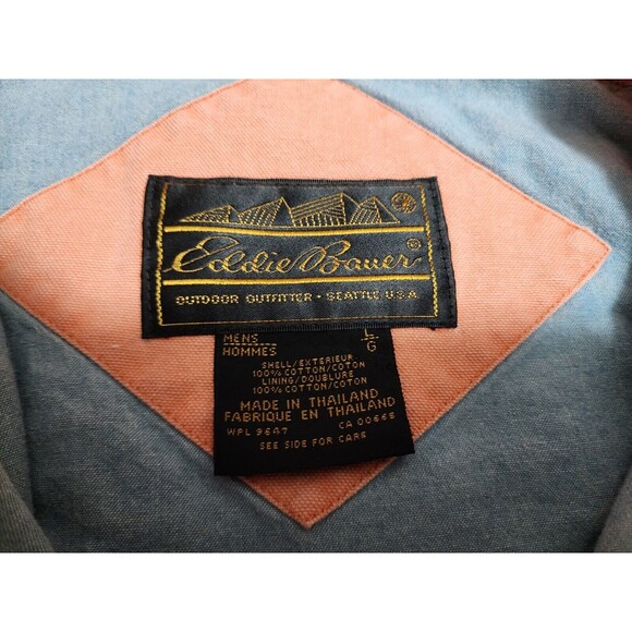 VTG 80s EDDIE BAUER Barn Coat Utility Field Lined Insulated Orange Jacket Mens L - Picture 3 of 11